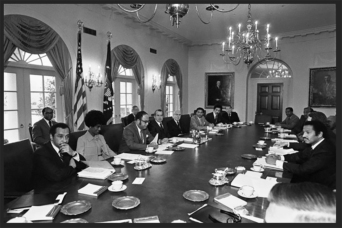 President Nixon meeting with the Black Caucus.