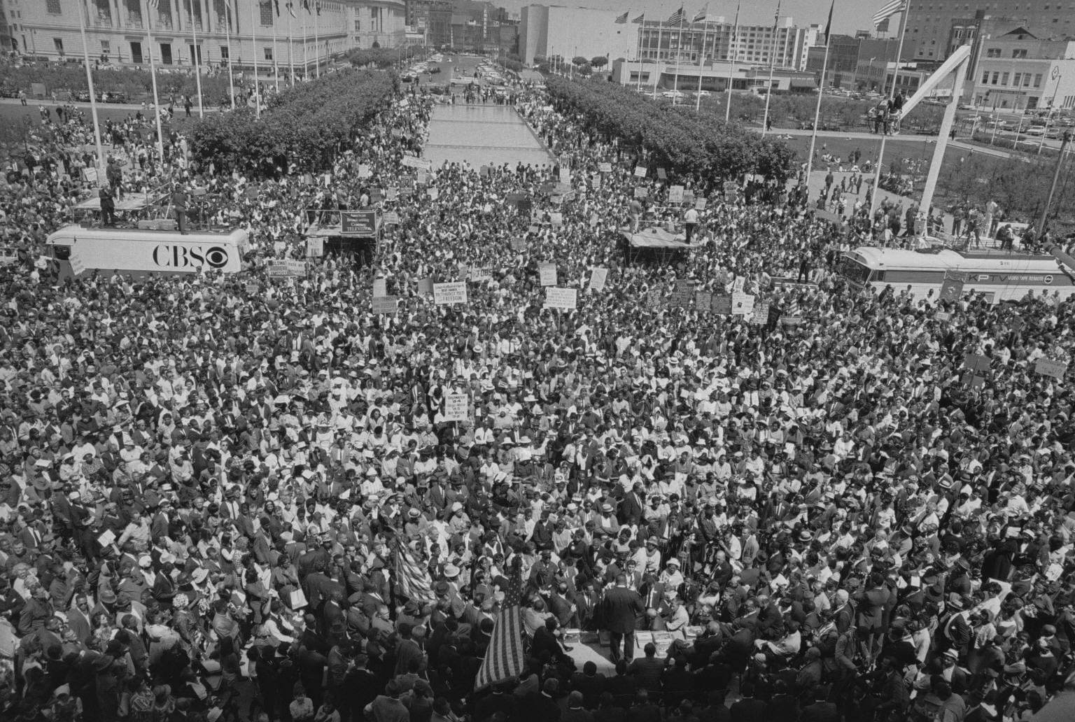 Human Rights Marchers - Market Street and City Hall, San Francisco, July 12, 1964.